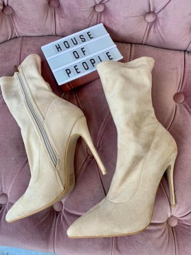 Accueil Chaussures femme bottes bottines en suedine faux daim nude beige -- HouseOfPeople.fr