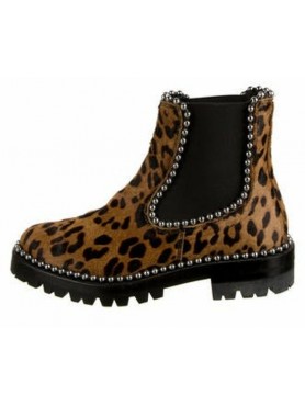 Chaussures pour femmes bottes bottines cuir et poil leopard destockage en taille 40